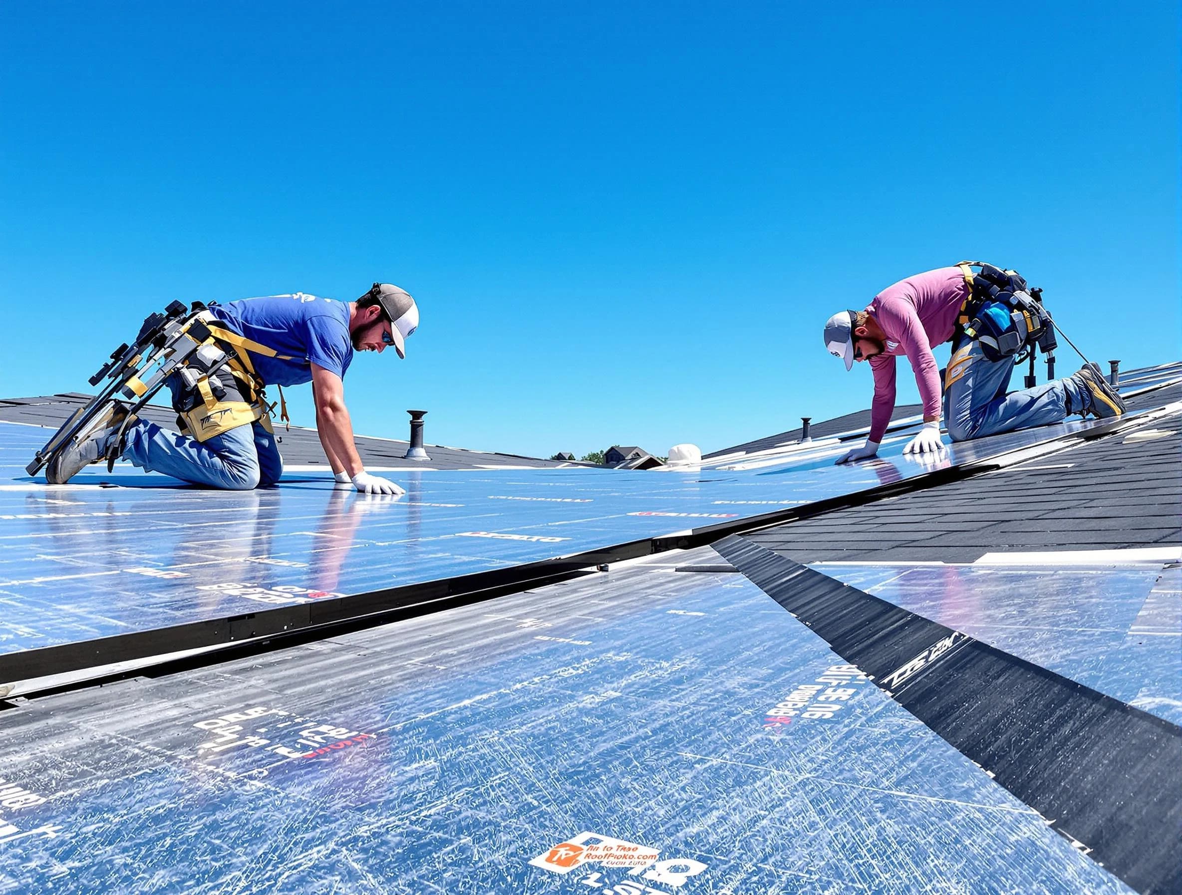 Stow Roofing Company team during a roof replacement project in Stow, OH
