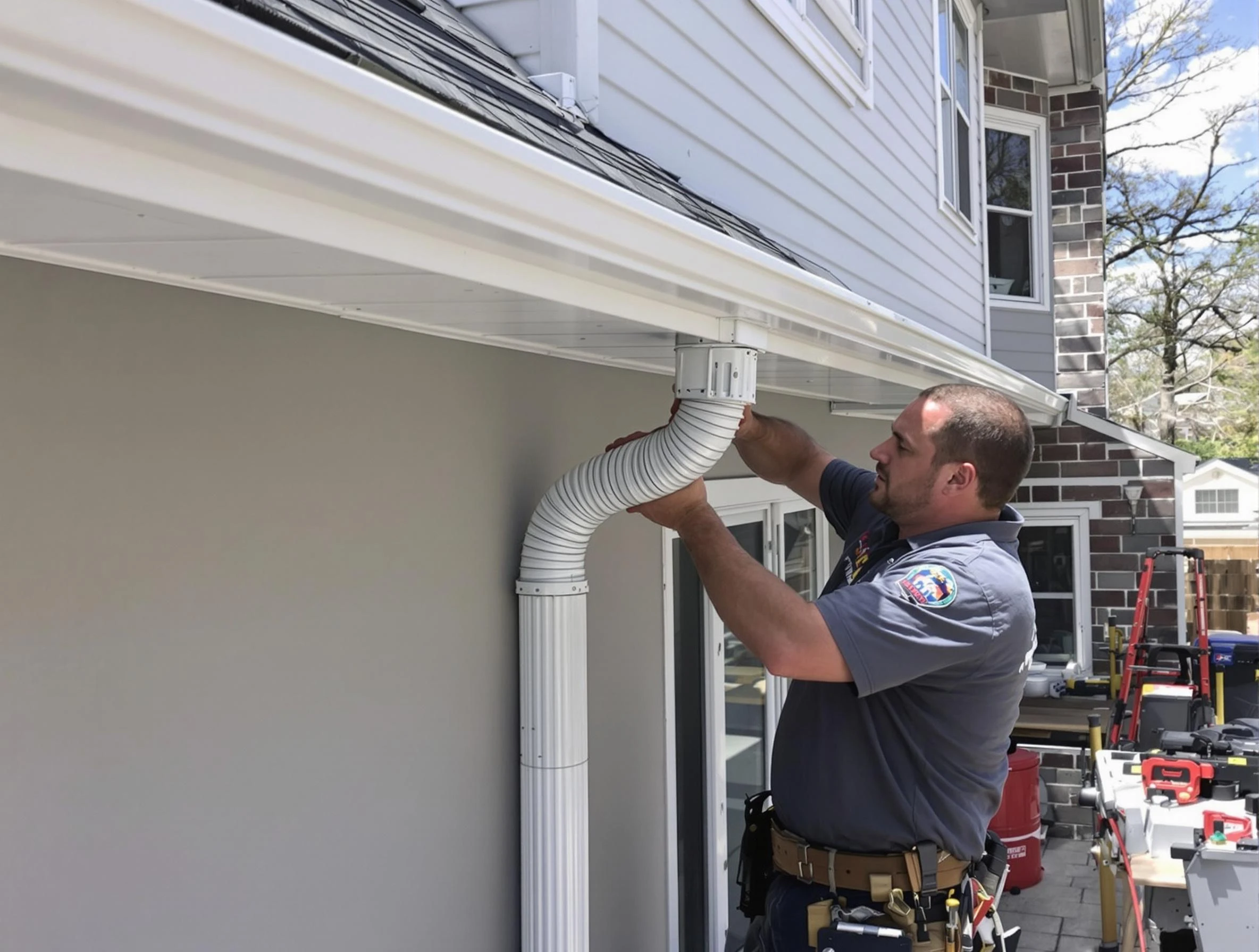 Downspouts installed by Stow Roofing Company to guide water away in Stow, OH